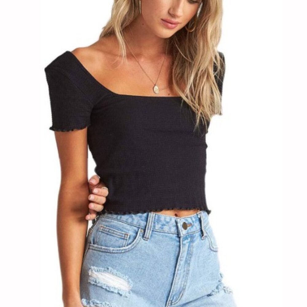 Billabong Black Crop Top Size Small - Picture 1 of 7